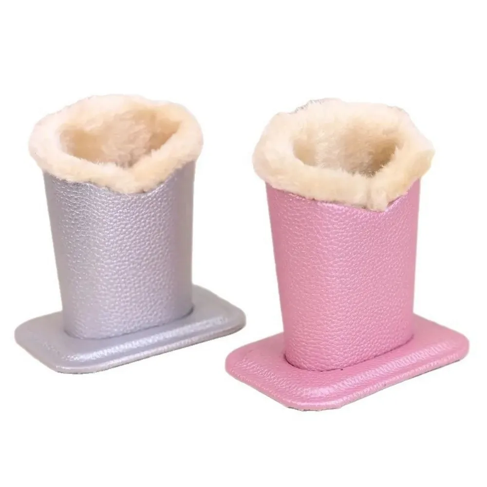 PU Leather Plush Eyeglass Holder Large Capacity Soft Plush Lining Eyeglass Stand Display Save Space Brush Pot Pen Holder