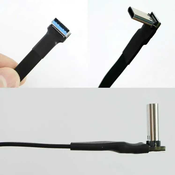 10G USB 3.1 Flat Ribbon Extension Cable GEN2 Type C to A FPV FPC Data Cable Slim 90 Angled USB-A to USB-C Male to Female Adapter