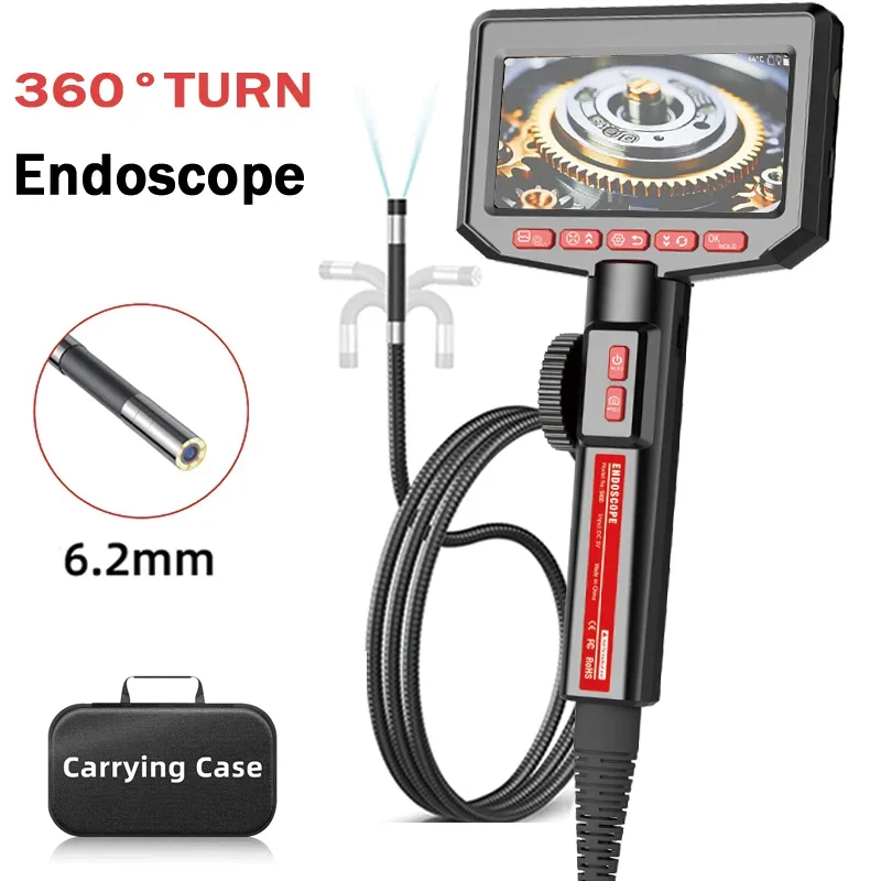 2-Way Articulating Borescope Camera with Light, 6.2mm , 4.3