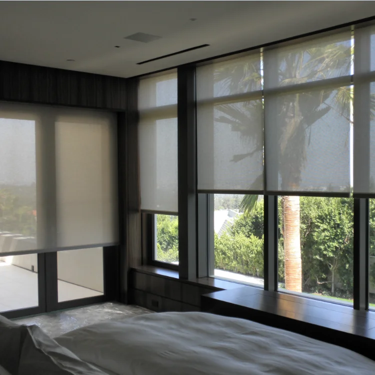Automatic Double Sunscreen Electric Roller Blinds Motorised Pelmet Blackout Black Color Roller Shades for Windows