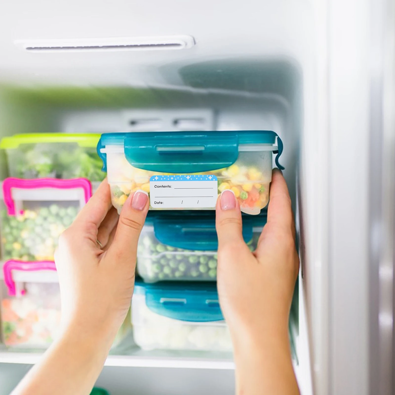 

50 Sheets Waterproof Food Labels for Freezer Stickers Removable Pantry Container Tags Refrigerator Storage