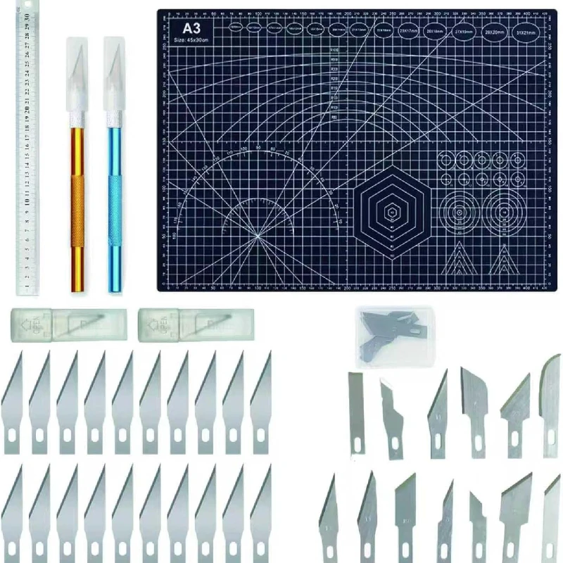 37pcs Craft Knife Precision Cutter Self Healing Cutting Craft Mat Hobby Knife Set for Craft Scrapbooking Stencil 3D Print Tool