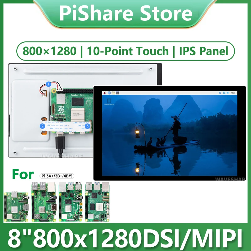 

Raspberry Pi 8 inch DSI MIPI LCD 8inch DSI Capacitive TouchScreen 800x1280 For Luckfox Lyra RK3506/ESP32-P4/Luckfox Omni3576