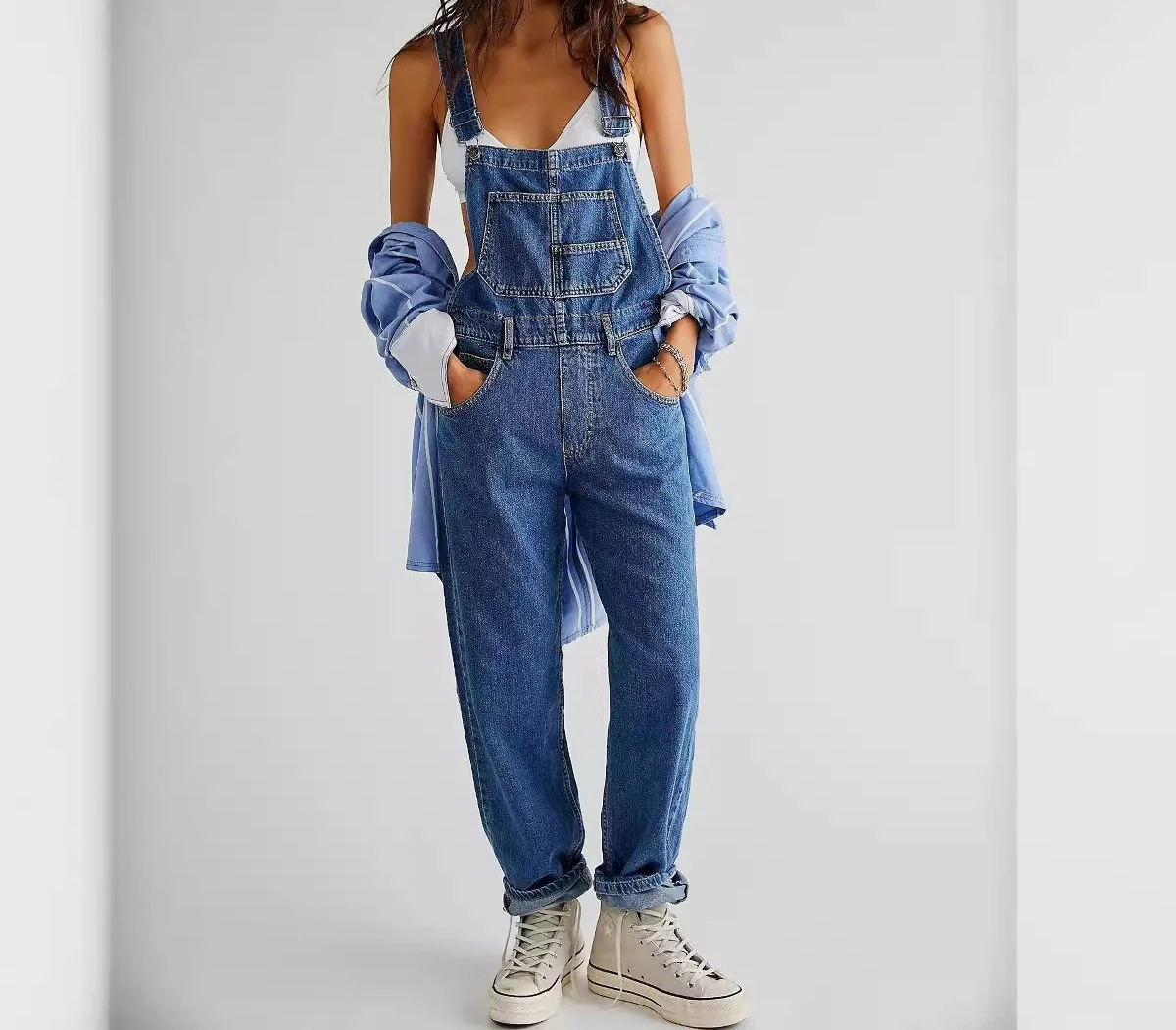 2026 Casual Wash Loose Denim Overalls Women's Denim Overalls