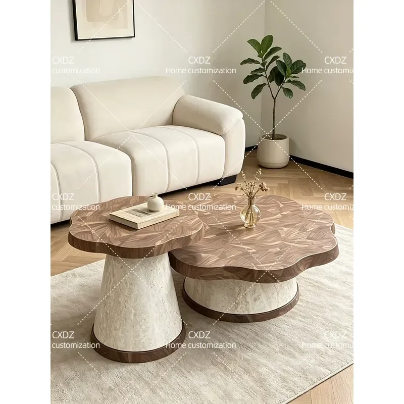 Medieval style petal coffee table combination living room household small apartment light luxury high-end sense modern simple