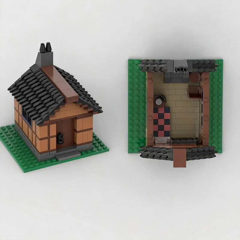 439 pièces de construction, maison médiévale simple, MOC, blocs de construction modulaires personnalisables, modèle simple, jouet éducatif DIY, cadeaux de vacances