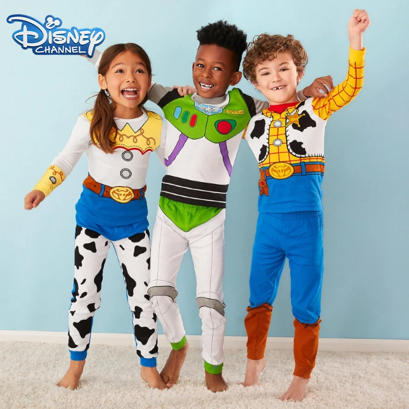 Disney Pixar Toy Story Pajamas Cartoon Buzz Lightyear Pajamas Woody Cosplay Costum Boy Girl Sweatshirt with Pants Kids Xmas Gift