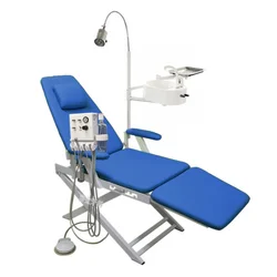 Silla plegable Dental, unidad portátil con unidad de turbina de aire con lámpara de luz LED Oral con descarga de agua, silla de luz móvil