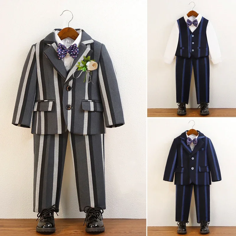 Children Host Piano Performance Tuxedo 2 To 12 Y School Kids Speech Ceremony Attire British Style Teen Boys Suits for Weddings