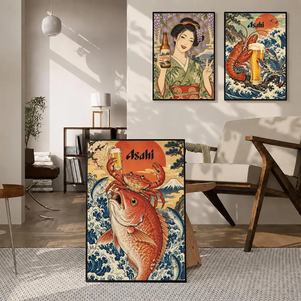 Brand Asahi Beer Poster High-definition  stickers, suitable for bedroom, living room, home decoration