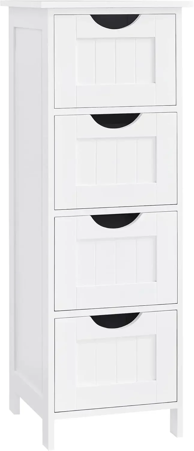 VASAGLE Badezimmerschrank, Badschrank, Beistellschrank mit 4 Schubladen, 30 x 30 x 82 cm, für