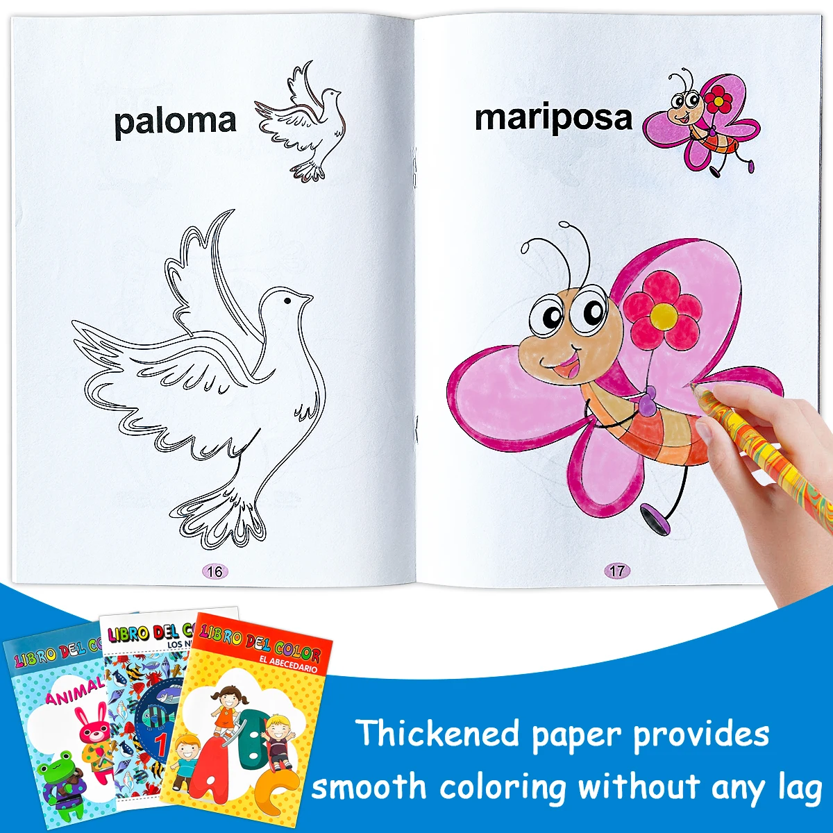 

A Spanish children's educational coloring book with animal letters as the theme, featuring exquisite illustrations