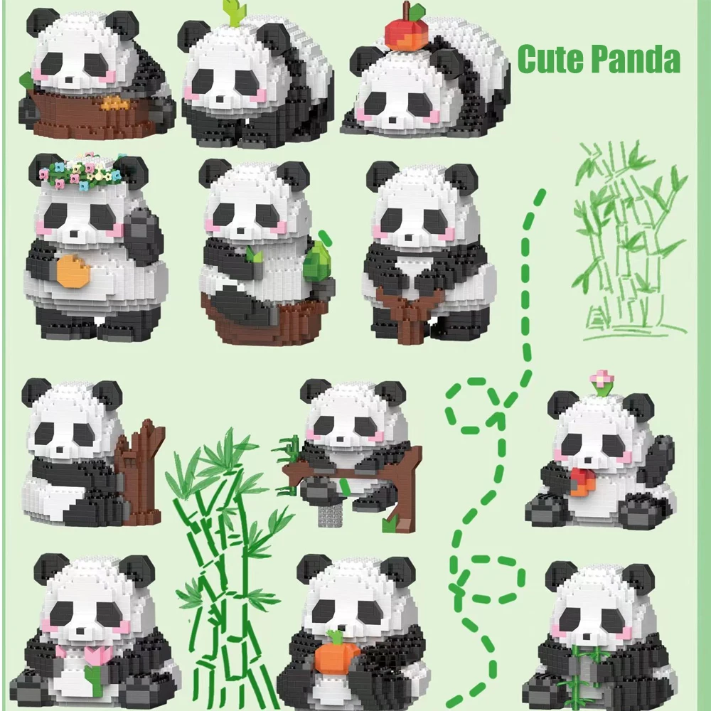 귀여운 미니 동물 팬더 빌Śliczne mini zwierzęce blokaty panda pANda zabawka Kawaii Diy Can Animal Model zabawki dziewczyna Brick Birthday Prezent Bożego Narodzenia