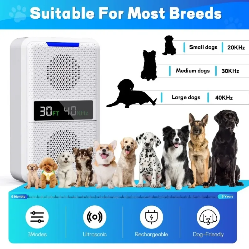 For All Kinds of Dogs Anti Barking Device for Dogs, Ultrasonic Dog Bark Deterrent Devices, Adjustable Frequency & Range