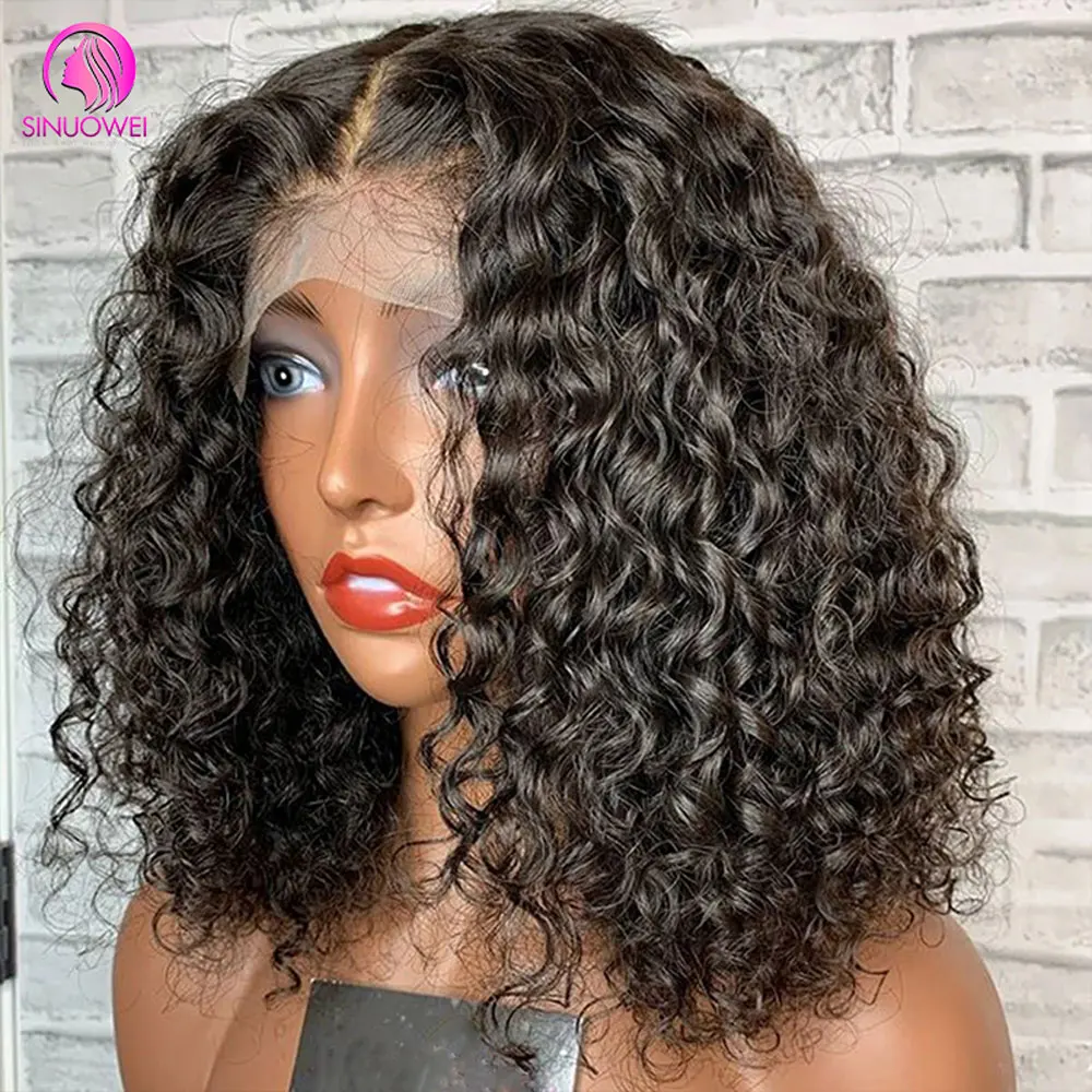 

Water Wave Bob Wigs 5x1 Lace Closure Human Hair Wigs 180% Lace Front Wigs Curly Human Hair Wigs For Women Short Bob Lace Wig