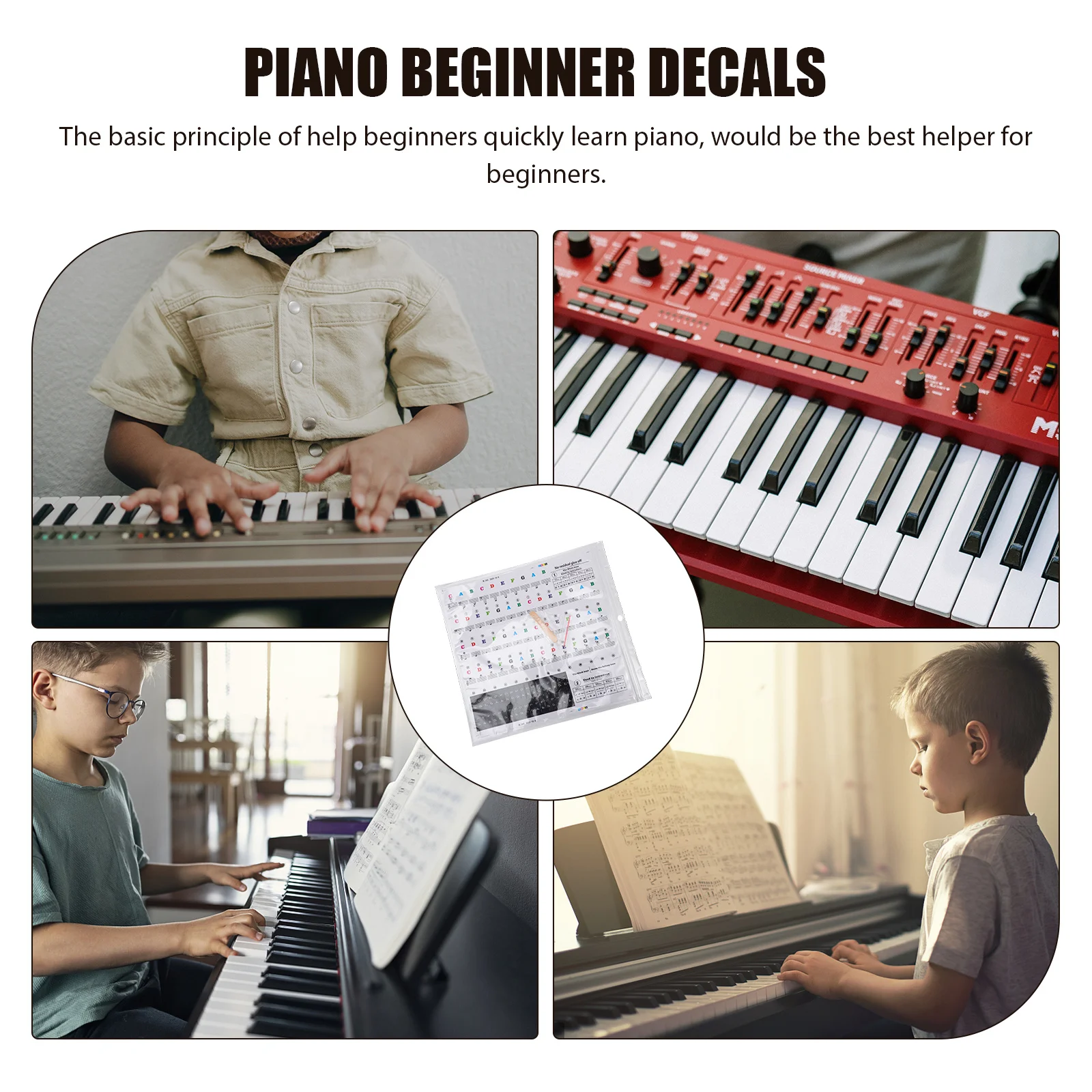 

1Set Piano Keyboard Decals Fine Workmanship Introductory Stickers Suitable for Beginner Learning Piano Stickers