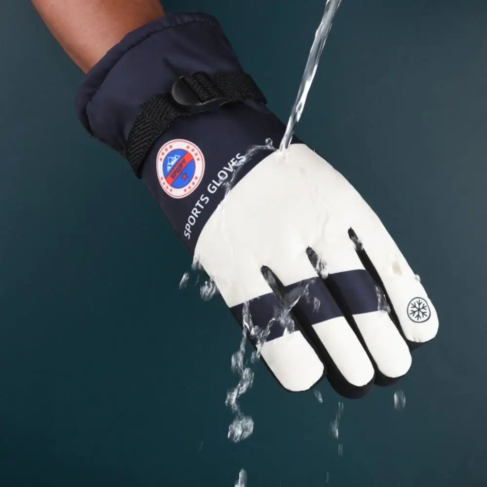 High Quality Polyester Plush Ski Gloves Non-slip Waterproof Riding Gloves Winter Mittens Outdoor
