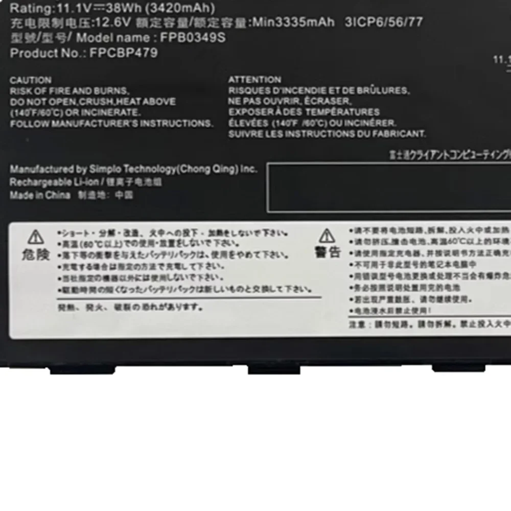 Imagem -04 - Bateria Original do Portátil Fpcbp479 Fpc0349s 11.1v 38wh Fpcbp479 Fpb0326s Q616 Q665 Q738 Q739 Cp690859 Cp70054001