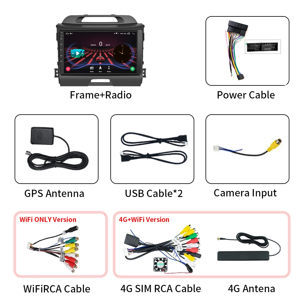 For KIA Sportage 3 2010-2016 Android 13 Car Radio Multimedia Player GPS Navigation Autoradio 2 Din Stereo Head Unit 4G CarPlay