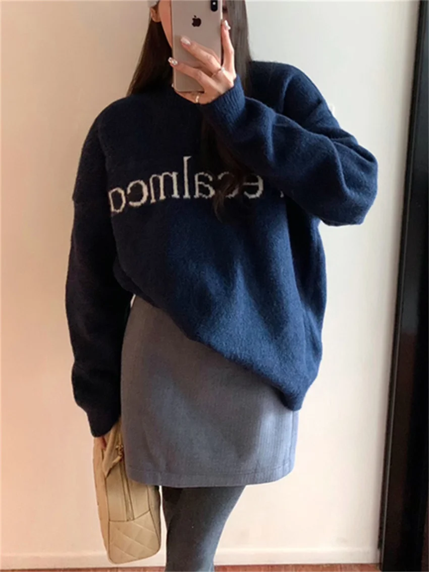 PLAMTEE Loose Spring Oversize Sweaters Women Pullovers 2024 Vintage Chic Daily Knitted Gentle All Match Mid-Length Casual