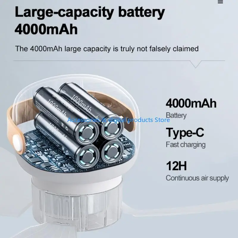77JD 4000mAh Battery Operated Camping Fan With LED Light And Remote Control 11.4Inch USB C Fast Charging