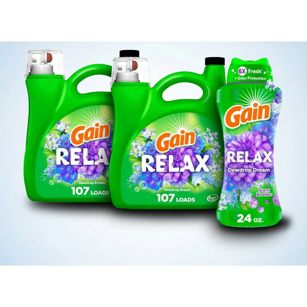 

Liquid Laundry Detergent & Scent Booster Bundle, Relax Fragrance, HE Compatible, 154 fl oz + 24 oz, Freshness & Odor Protection