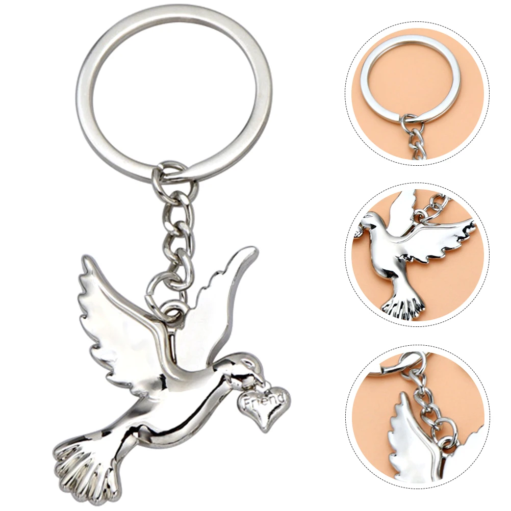 3Pcs Peace Dove Keychains Metal Decorative Charms Key Hanging Ornaments Durable Gifts New Year Christmas Thanksgiving Ceremony