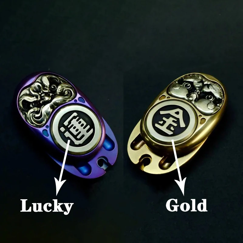 TKEDC Wealth/Lucky Dharma Push Slider Fidget Toys Magnetic Metal Adult Anxiety EDC Autism Toys