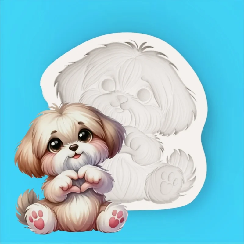 Highly Detailed Puppy Baking Mold, Can Create Big-Eyed Heart-Shaped Dog-Shaped Chocolate, Easy to Demold ​ Easy-To-Clean Silicone Mold