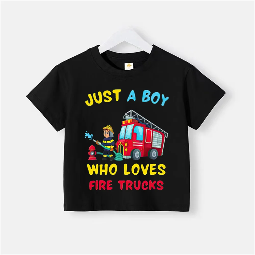 Kids Summer Car Pattern Boys Girls Casual cotton T-shirt Doll round neck short sleeve top Cotton T-shirt top