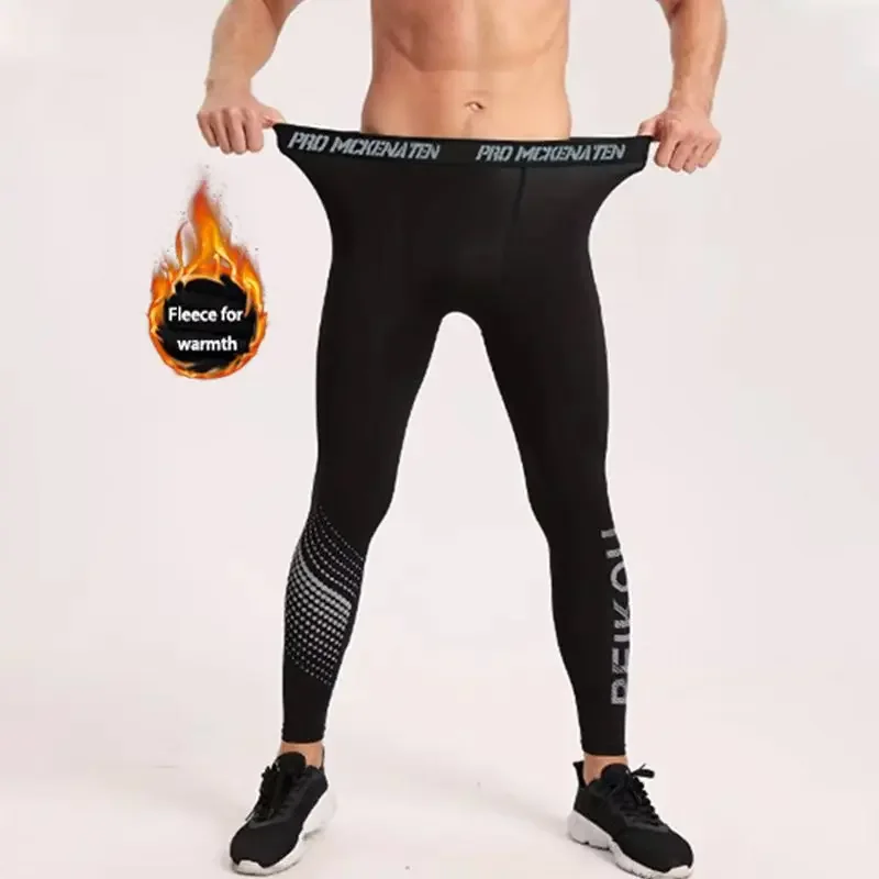 2025 new men's thermal pants, thickened autumn and winter high-elasticity, tight sport pants and slim-fit pants