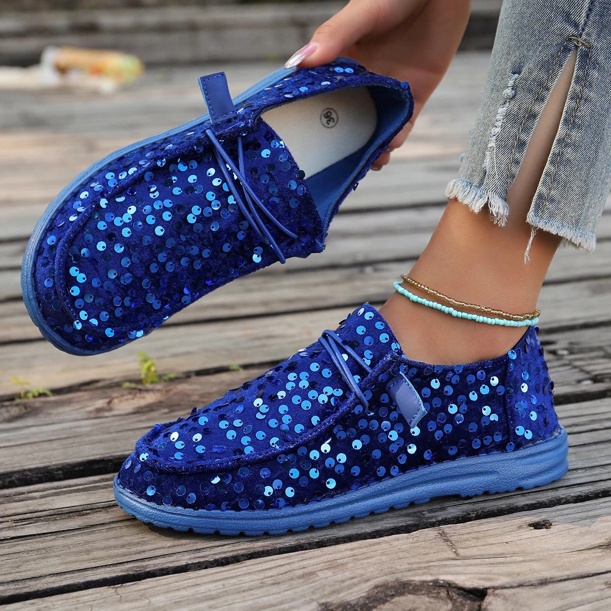 Dames Sneakers 2024 Loafers Outdoor Casual Flats Vrouwen Ronde Neus Veteraan Bling Licht Vrouwen Plus Size Schoenen Zapatos De Mujer