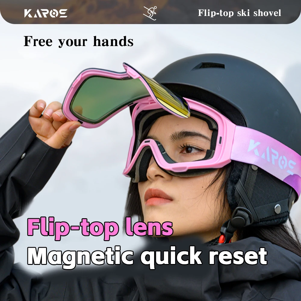 New Flip-top Ski Goggles Double Layer Anti-Fog Large Cylindrical Lens UV Protection Winter Sport Snowboard Snowmobile Eyewear