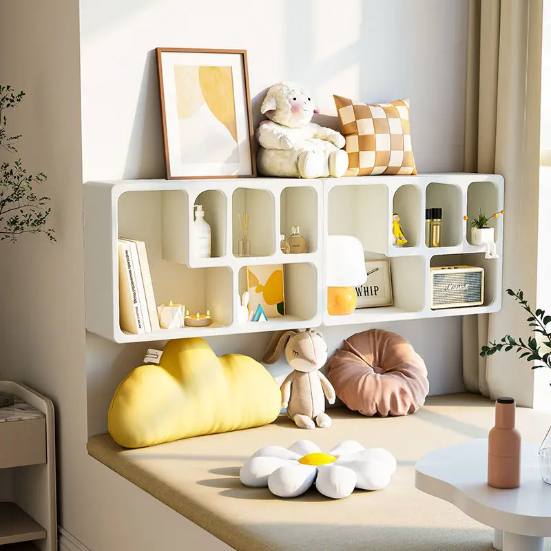 Bay window storage windowsill space using small bookcase desk closet storage shelf bedside cream wind small cabinet