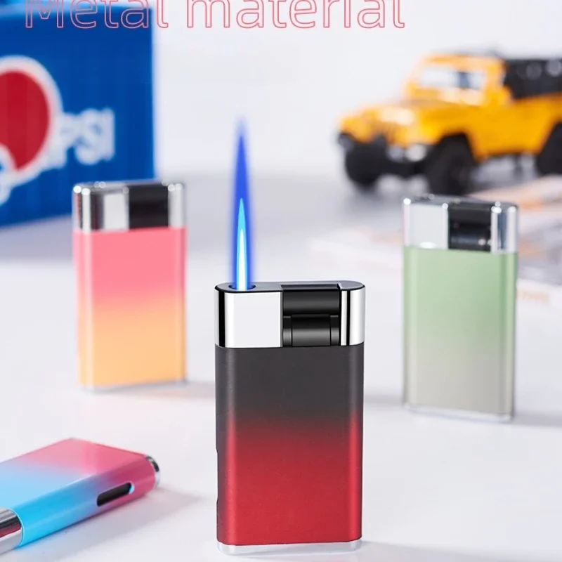

Windproof Gradient Metal Gas Torch Lighter Jet Smoking Accessories Press Iginte Butane Inflated Cigarette Lighter Gadget For Men