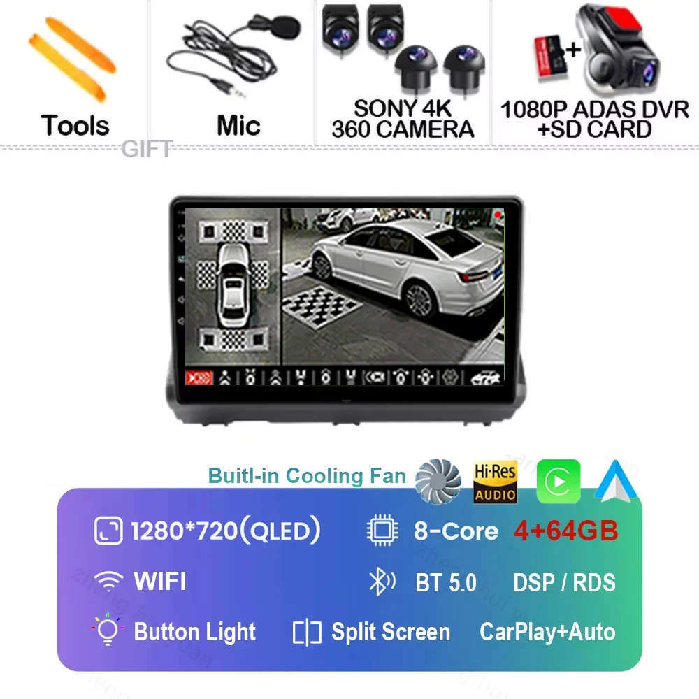Android 16 Carplay Android Auto autoradio multimediaspeler headunit voor Renault Dacia Logan Sandero Jogger 2019 - 2023