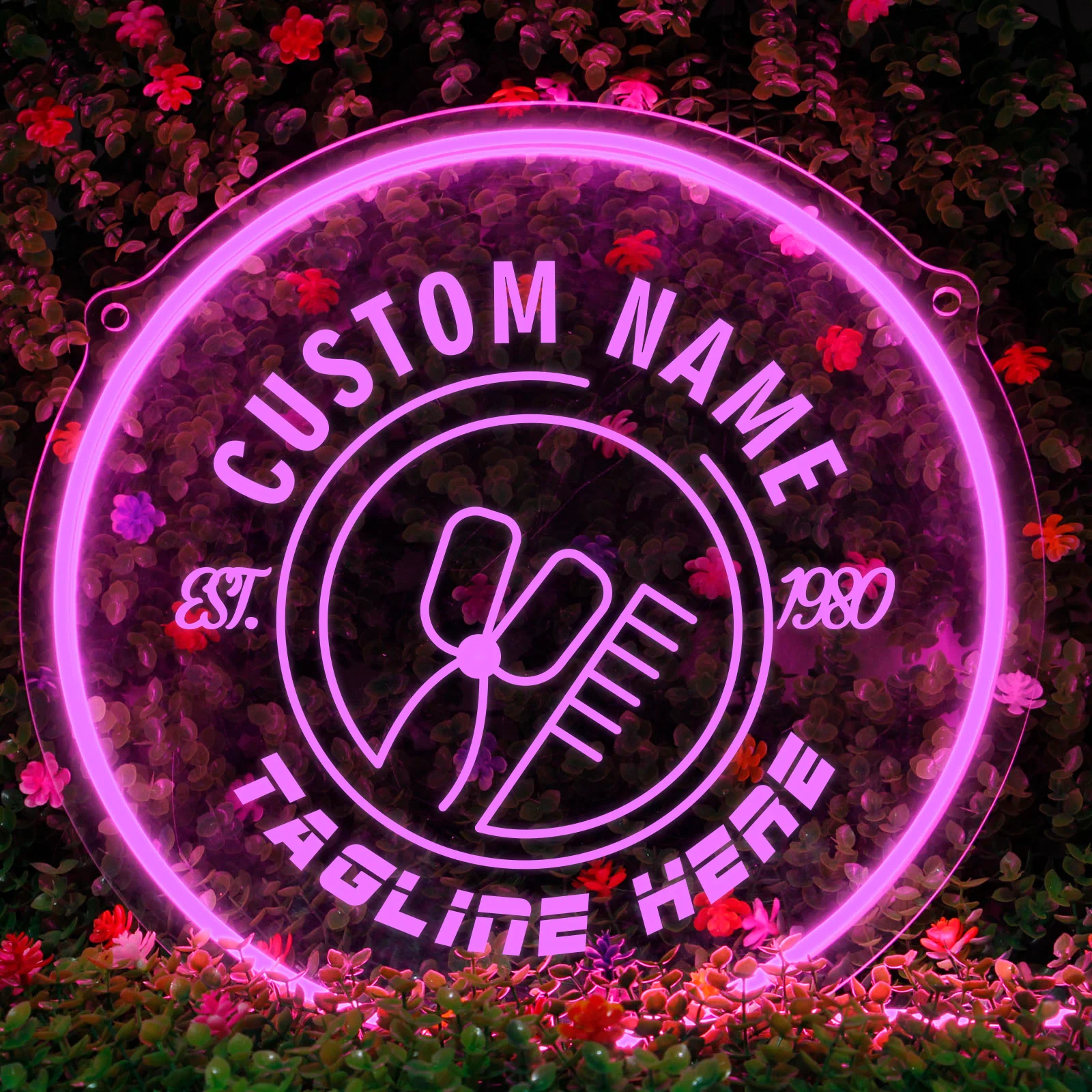 

1PC Round Shape Warm White Custom Text Dazzle And Cool Neon Night Lamp Acrylic Sign Luminous Transparent For Barber Shop Decor