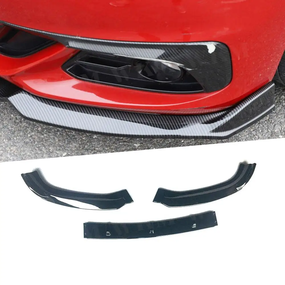 

3 PCS Front Bumper Lip Spoiler for BMW 1 Series F20 Sedan Base 118i 120i 125i 2017-2019 ABS Gloss Black Carbon Look Car Styling