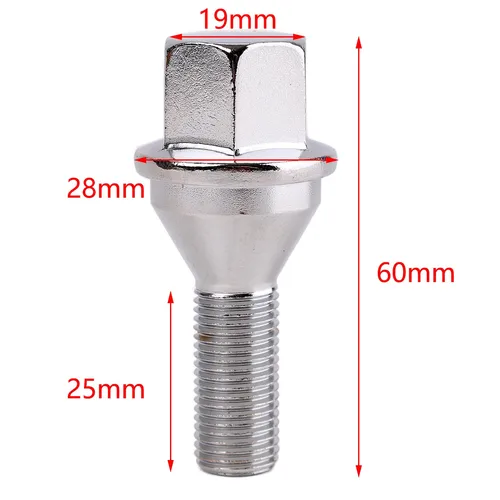 Imagen 2 del producto 4x para Jeep Cherokee Renegade Compass Chrysler 200 Dodge Dard Wheel pernos tuercas M12x1,25 6511051 AA 6509933 Accesorios para automóviles AA