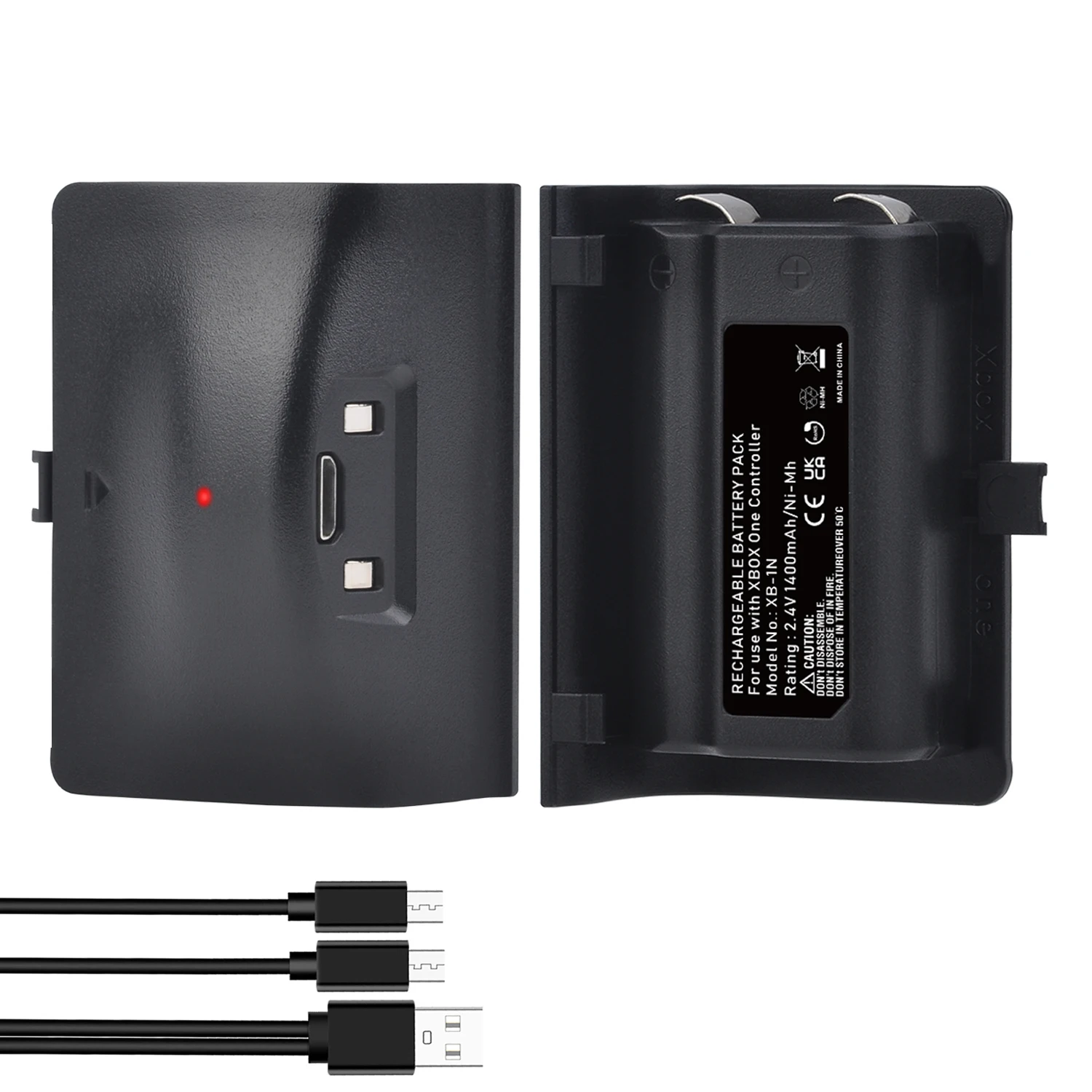 DuraPro Battery for Xbox One,1400mAh Ni-MH Battery for Xbox One S/Xbox One X/Xbox One Elite Controller with 2-in-1 USB Cable