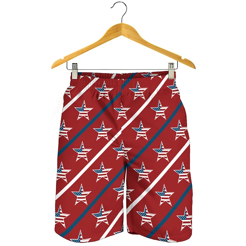 Fashion American Star 3D Printed Beach Shorts Men Sports Swimming Trunks Summer Board Shorts Streetwear Oversized Short Pants