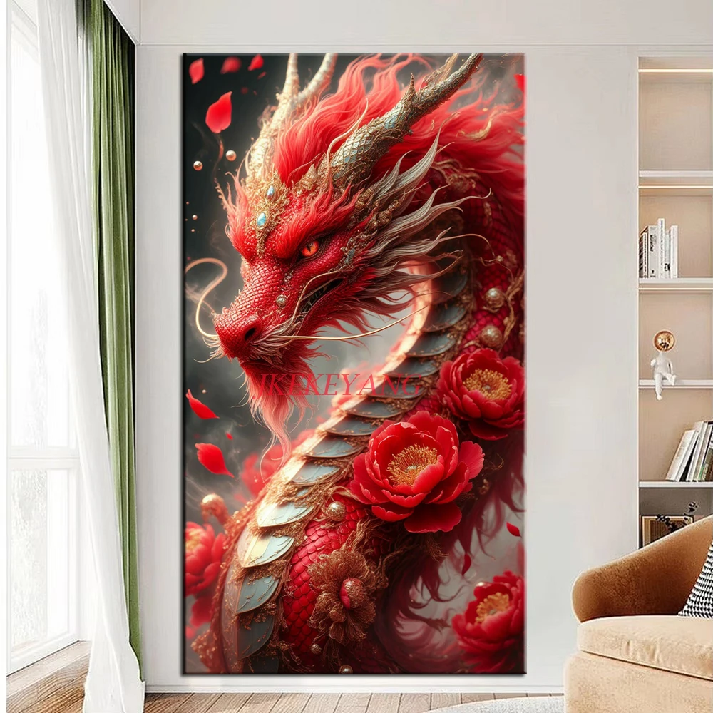 

Красный Дракон и Цветок DIY Алмазная Картина Набор Для Вышивки Крестом Полные Сверла Алмазная Мозаика Новая Коллекция Домашний Декор Подарок