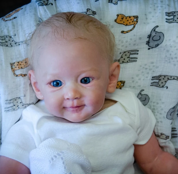 NPK 20 ''ใหม่ Bebe Henry ตุ๊กตาเด็กทารก Reborn สําเร็จรูปแล้วทาสีเหมือนจริง Soft Touch ยืดหยุ่น 3D ผิวมือสีผม