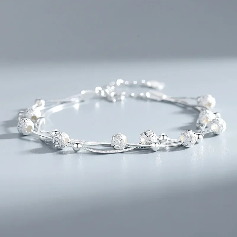 Bracelet de perles porte-bonheur en argent regardé 925 pour femme, boule de luxe, fête de mariage, bijoux Bling, breloques cadeaux pour les amoureux, mode fine