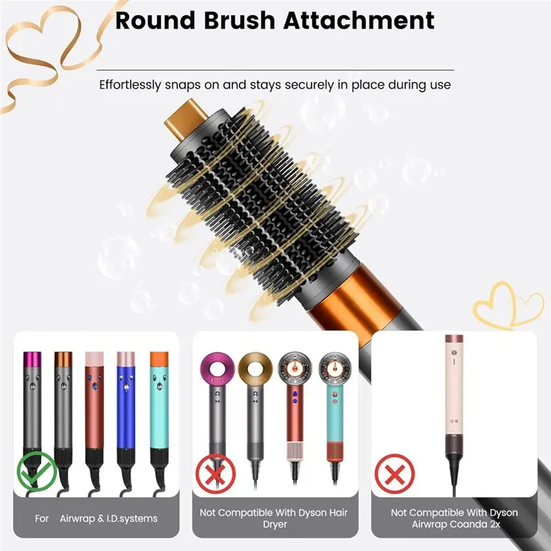 Brosse ronde et barils de cheveux longs de 40MM, fixation pour Dyson Airwrap HS01 HS05 HS8 pour cheveux lisses, ondulés et bouclés