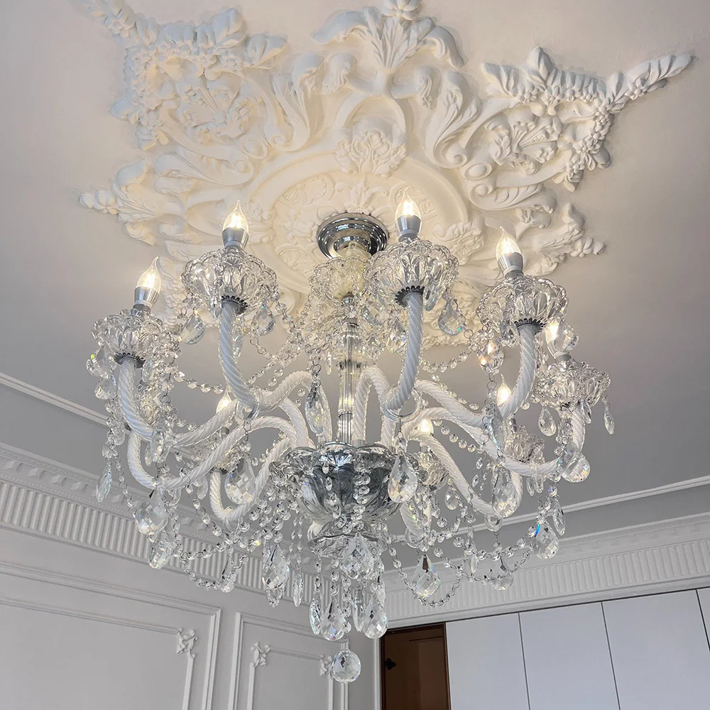 ใหม่โมเดิร์นโคมไฟระย้าคริสตัลยุโรปงานแต่งงานเทียน LED ห้องนอนห้องรับประทานอาหารห้องนั่งเล่นไฟขายส่งจุดหรูหรา