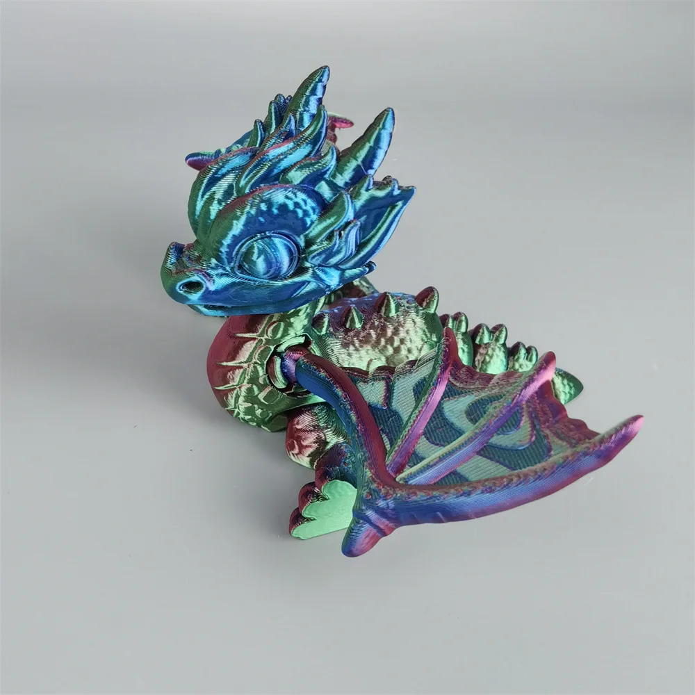 12 cm 3D Afdrukken Vliegende Gevleugelde Draak Speelgoed Vleugelgewrichten Beweegbare Simulatie Dinosaurus Dier Figuur DIY Ornament Kinderen Gift