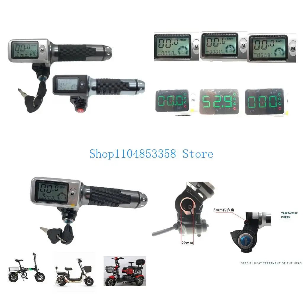

652F 36V/48V/60V LCD Display Panel Thumb Throttle for Key Switch Lock with Odometer for Electric Bike/Scooter/Ebike