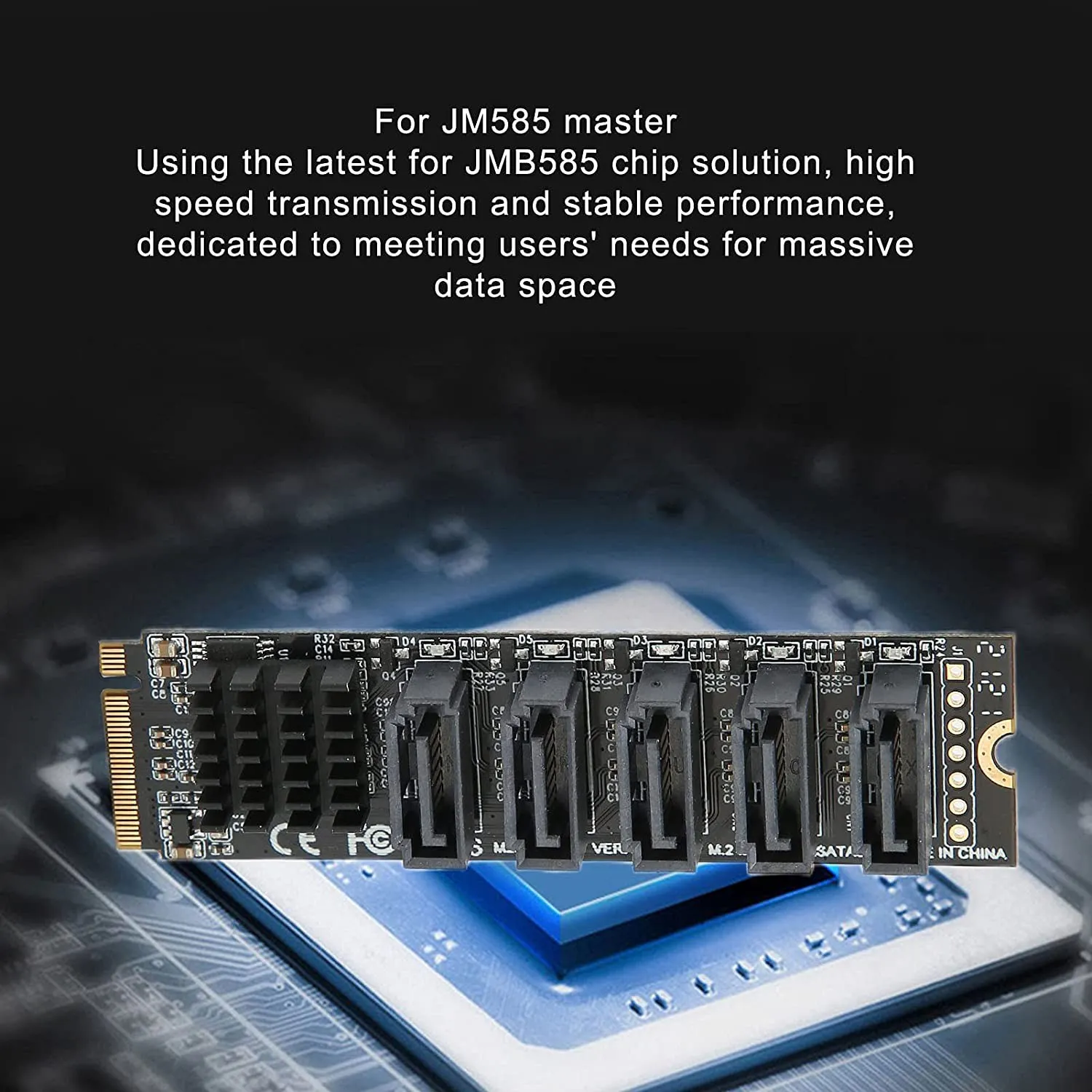 AT82-M.2 To Sata3.0 Adapter Card M.2 PCIE 16Gbps Sata 6G 5 Port Hard Drive Extension Hard Drive Converter Card JMB585 Chip