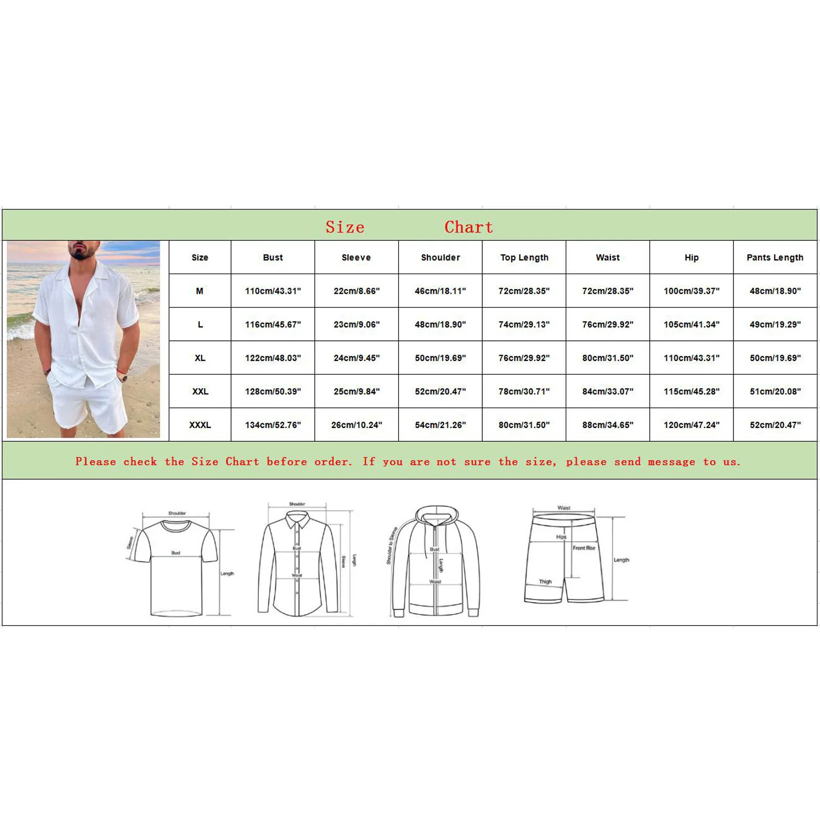 Summer Men Beach Shirt Board Shorts Set Solid White Linen Shirt Button-up Tops Bottom Tracksuit Clothing 2022